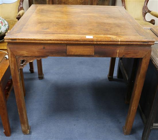 A Chinese hardwood card table, c.1900, W.90cm